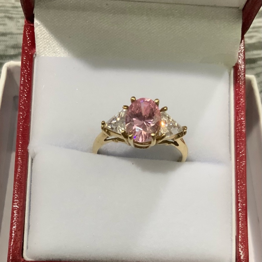 Timeless Pink Ice 10k Gold Ring with lab Diamond Accents